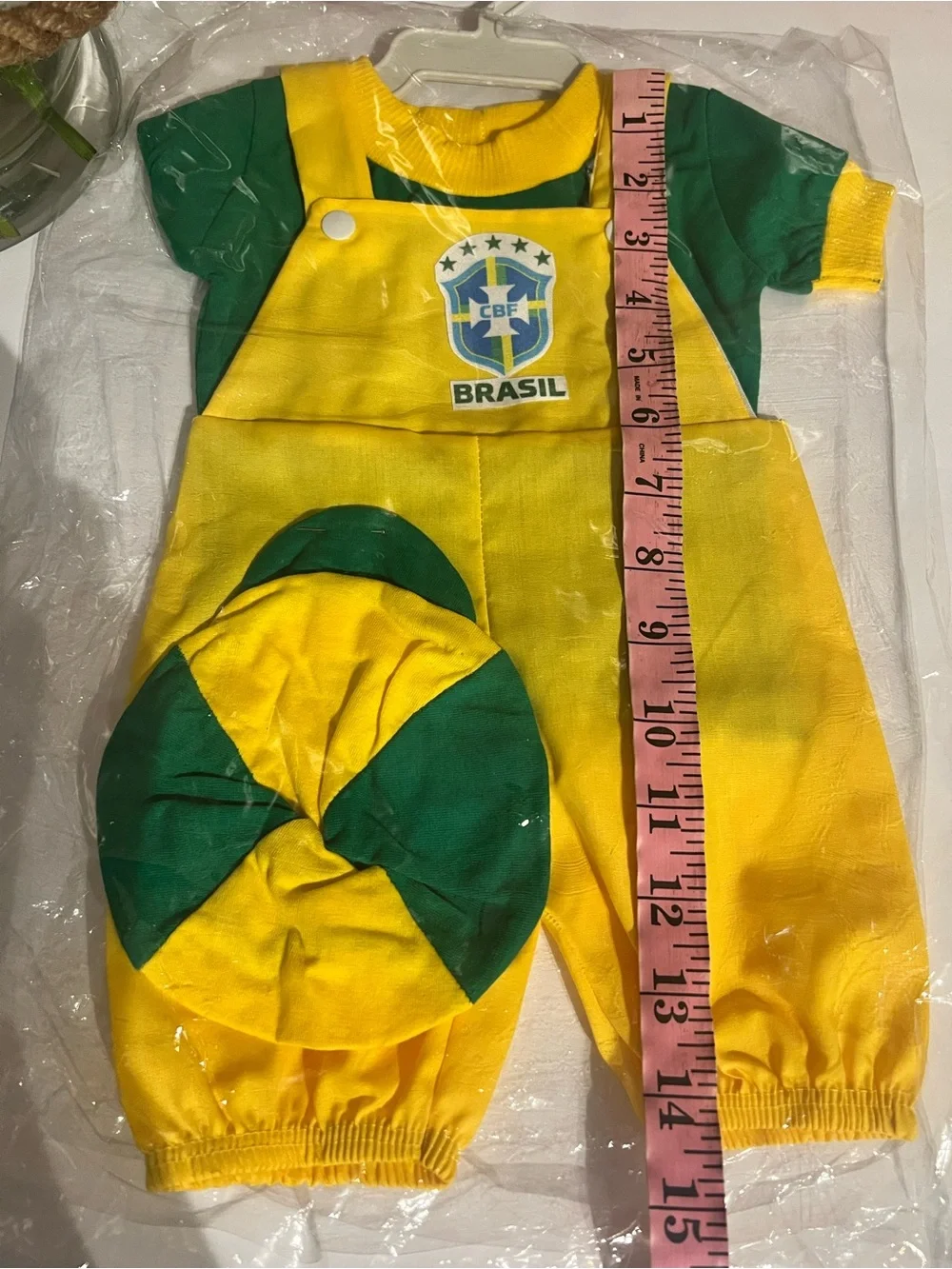 Brasil Kids Yellow & Green Overalls Set with Hat
